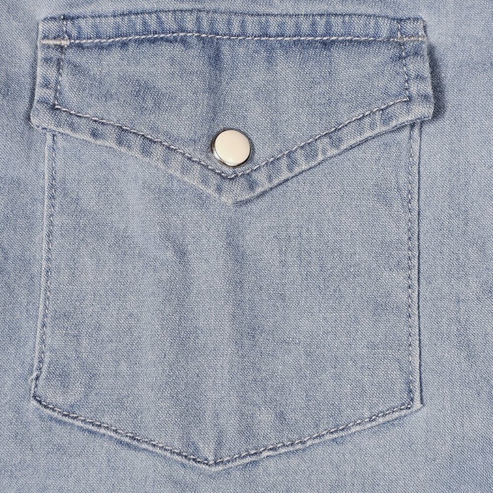 ASOS Mens LARGE Short Sleeve Slim Fit Western Denim Shirt - Picture 3 of 8